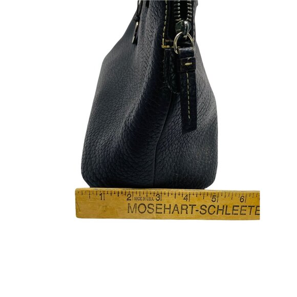 Vintage Dooney & Bourke Embossed Pebbled Leather Satchel Large Black With Should - Picture 9 of 11